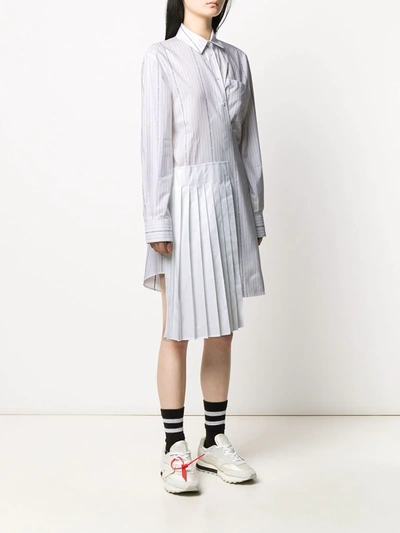 Shop Off-white Wrap-front Striped Shirt Dress In White