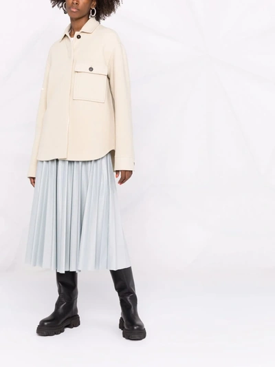 Shop Jil Sander Flocked-logo Shirt Jacket In Neutrals