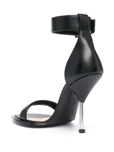 Shop Alexander Mcqueen Square-toe Leather Sandals In Black