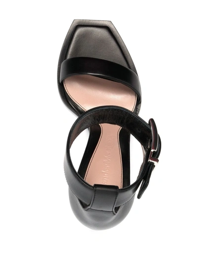 Shop Alexander Mcqueen Square-toe Leather Sandals In Black
