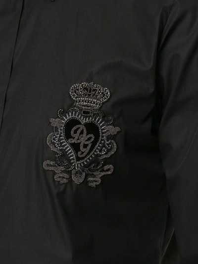 Shop Dolce & Gabbana Logo Heart Patch Shirt In Black