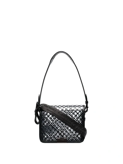 Shop Off-white Pvc Net Shoulder Bag In 1000 Black