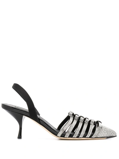 Shop Marco De Vincenzo Embellished Slingback Pumps In Black