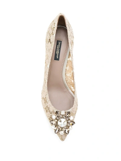 Shop Dolce & Gabbana Rainbow Lace 60mm Brooch-detail Pumps In Neutrals