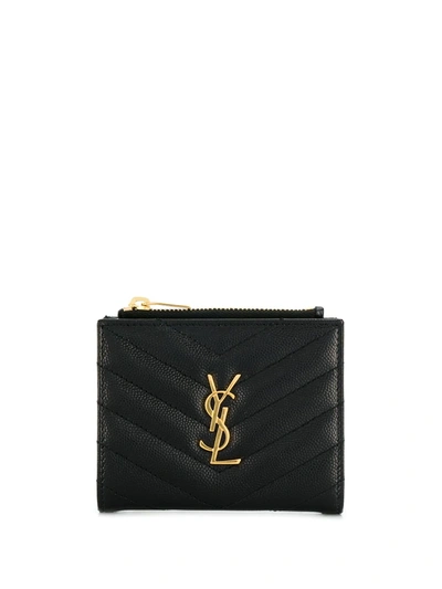 Saint Laurent YSL Monogram Quilted Grain Leather Bifold Wallet