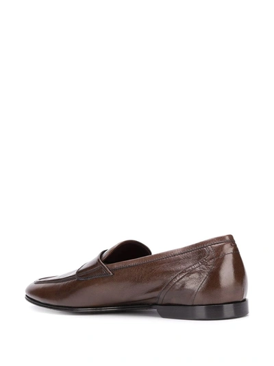 Shop Dolce & Gabbana Leather Slip-on Loafers In Brown