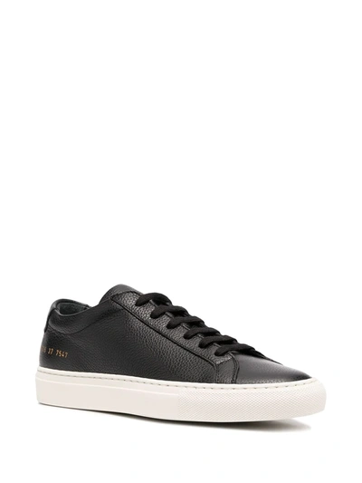 Shop Common Projects Pebbled-finish Low-top Sneakers In Black