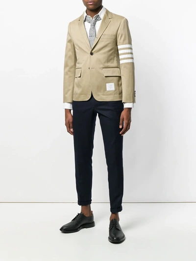 Thom Browne Single-breasted Slim-fit Cotton-twill Blazer In Neutrals