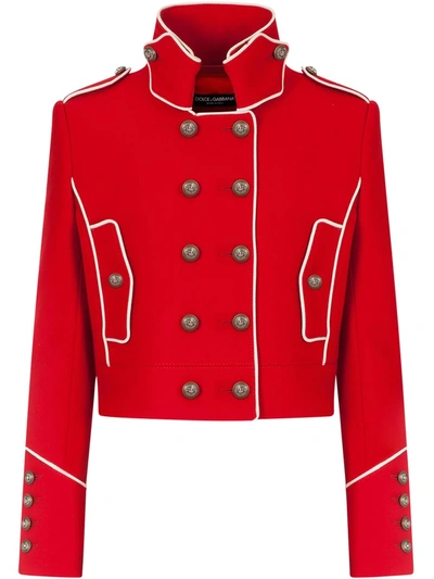 Shop Dolce & Gabbana Cropped Military Jacket In Red