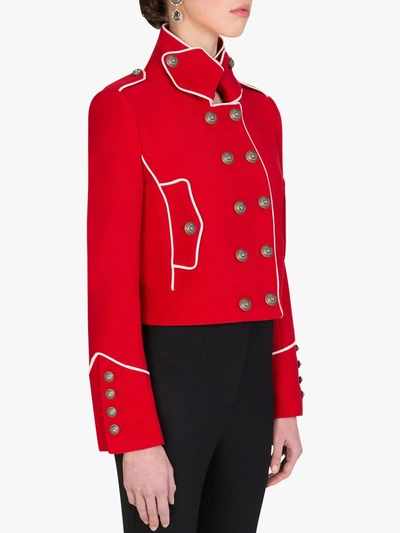 Shop Dolce & Gabbana Cropped Military Jacket In Red