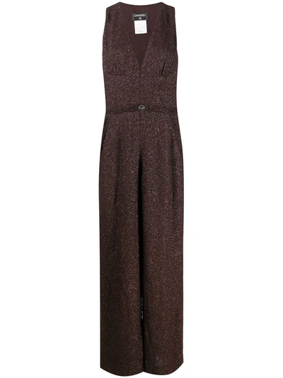 Pre-owned Chanel 2008 Metallic Threading Jumpsuit In Red