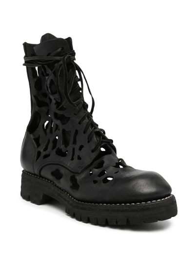 Shop Guidi Cut-out Lace-up Boots In Schwarz