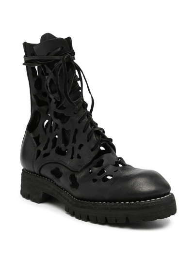 Guidi Cut-out Lace-up Boots In Schwarz