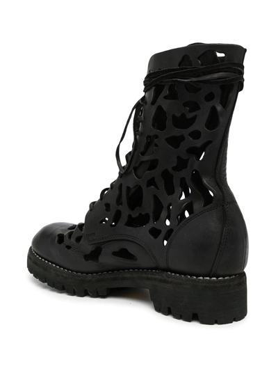 Shop Guidi Cut-out Lace-up Boots In Schwarz