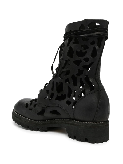Guidi Cut-out Lace-up Boots In Schwarz