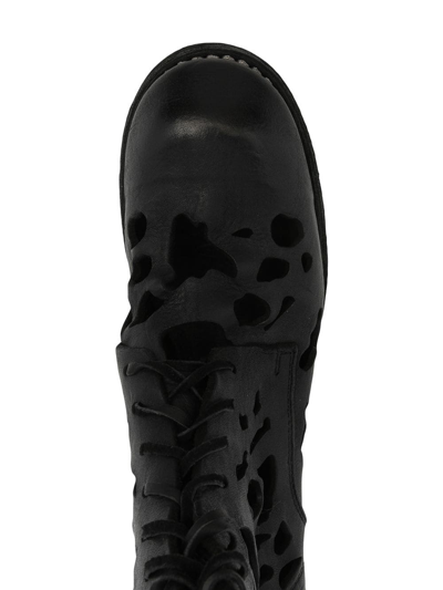 Shop Guidi Cut-out Lace-up Boots In Schwarz