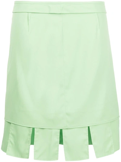 Shop Bottega Veneta Pleated Mini Skirt In Green