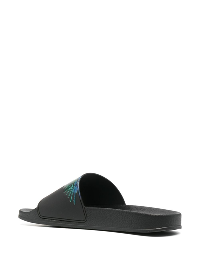 Shop Marcelo Burlon County Of Milan Wings-print Slides In Black