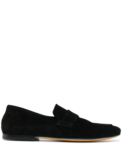 Shop Officine Creative Suede Penny Loafers In Black