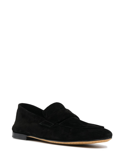 Shop Officine Creative Suede Penny Loafers In Black