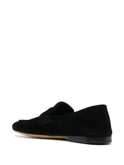 Officine Creative Suede Penny Loafers In Black