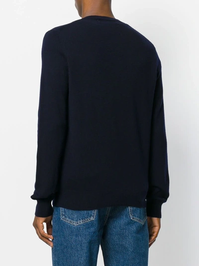 Shop Comme Des Garçons Play Embroidered Heart Sweater In Blue