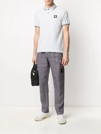 Shop Stone Island Compass-patch Straight Trousers In Grey