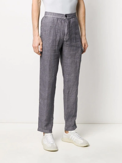 Shop Stone Island Compass-patch Straight Trousers In Grey