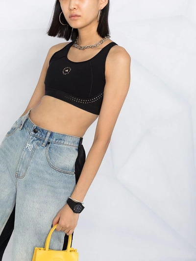 Adidas By Stella Mccartney Truepurpose Cutout Perforated Recycled Stretch Sports Bra In Black