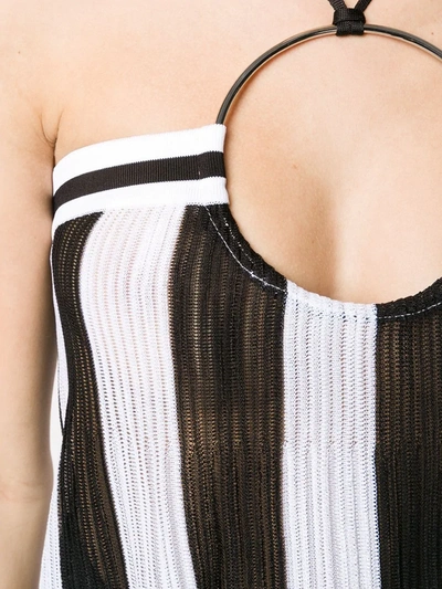 Shop Balmain Knitted Striped Halter Neck Top In Black