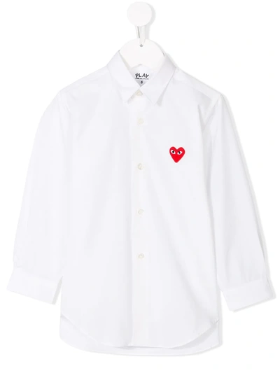 Shop Comme Des Garçons Heart Embroidered Shirt In White