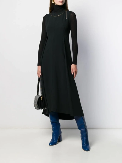 Shop Victoria Beckham Chain Trim Midi Dress In Black