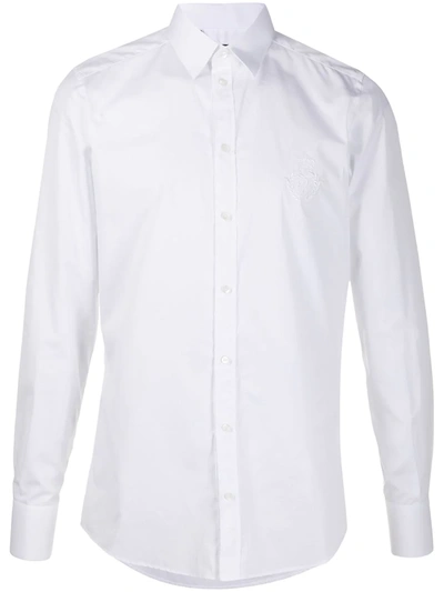 Shop Dolce & Gabbana Embroidered-crest Shirt In White