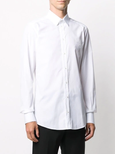 Shop Dolce & Gabbana Embroidered-crest Shirt In White