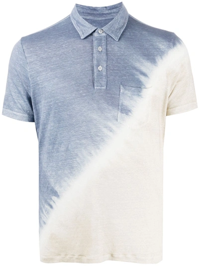 Shop Altea Tie Dye Print Polo Shirt In Blue