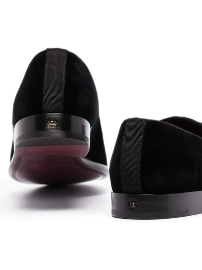 Dolce & Gabbana Black Dg Crown Embroidery Loafers Slip On Shoes
