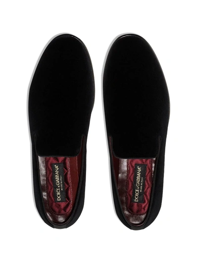Dolce & Gabbana Black Dg Crown Embroidery Loafers Slip On Shoes