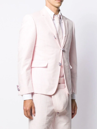 Shop Thom Browne Seersucker Striped Sport Blazer In Pink