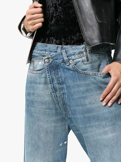 Shop R13 Crossover Asymmetric High-rise Straight-leg Jeans In Blue