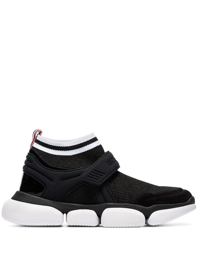 Shop Moncler Touch-strap Sock Sneakers In Black