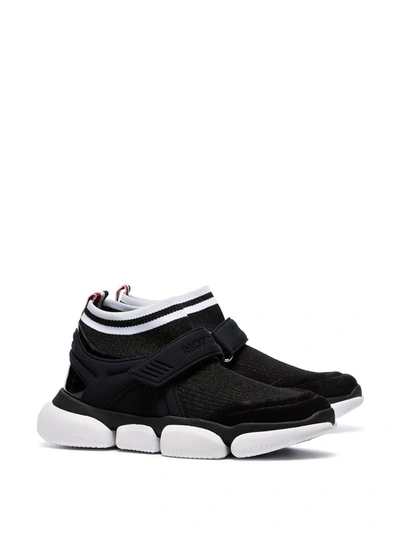 MONCLER BLACK VELCRO SUEDE TRIM SOCK SNEAKERS - 黑色