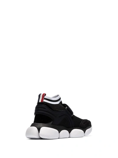 MONCLER BLACK VELCRO SUEDE TRIM SOCK SNEAKERS - 黑色