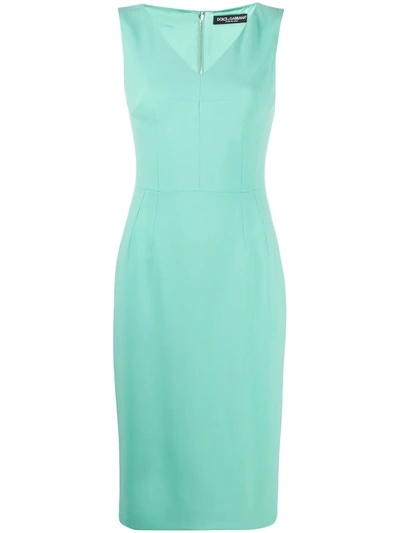 Shop Dolce & Gabbana Fitted Sleeveless Dress In Green