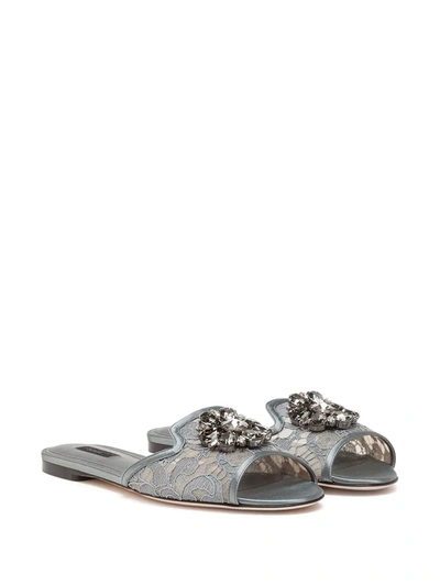 Shop Dolce & Gabbana Embellished-detail Slip-on Sandals In Grey