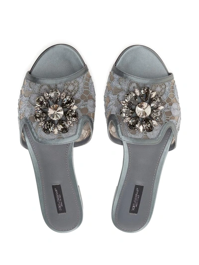 Shop Dolce & Gabbana Embellished-detail Slip-on Sandals In Grey