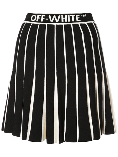 Shop Off-white Contrasting Pleated Skirt In Black