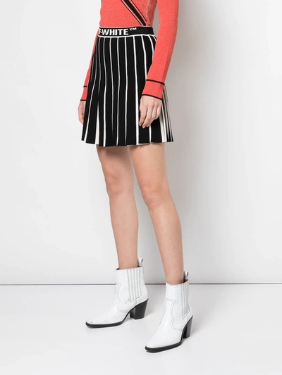 Shop Off-white Contrasting Pleated Skirt In Black