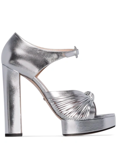 Shop Gucci Crawford Platform Sandals In Metallic