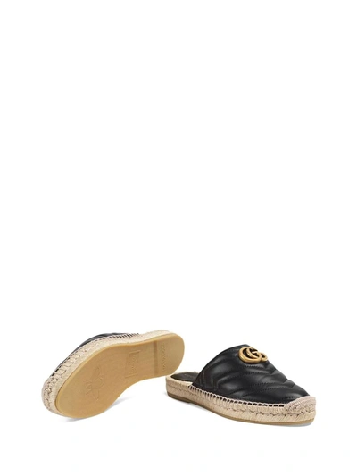 Shop Gucci Leather Espadrille With Double G In Black