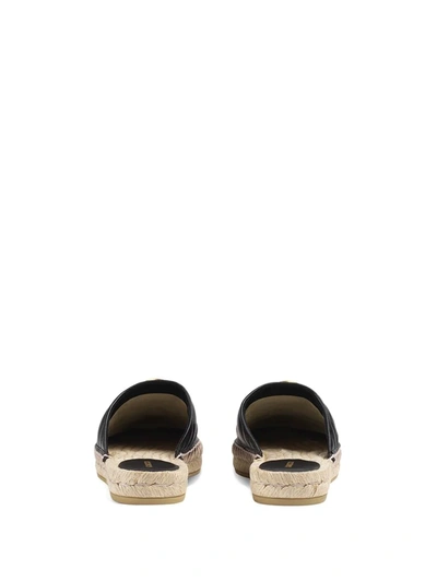 Shop Gucci Leather Espadrille With Double G In Black
